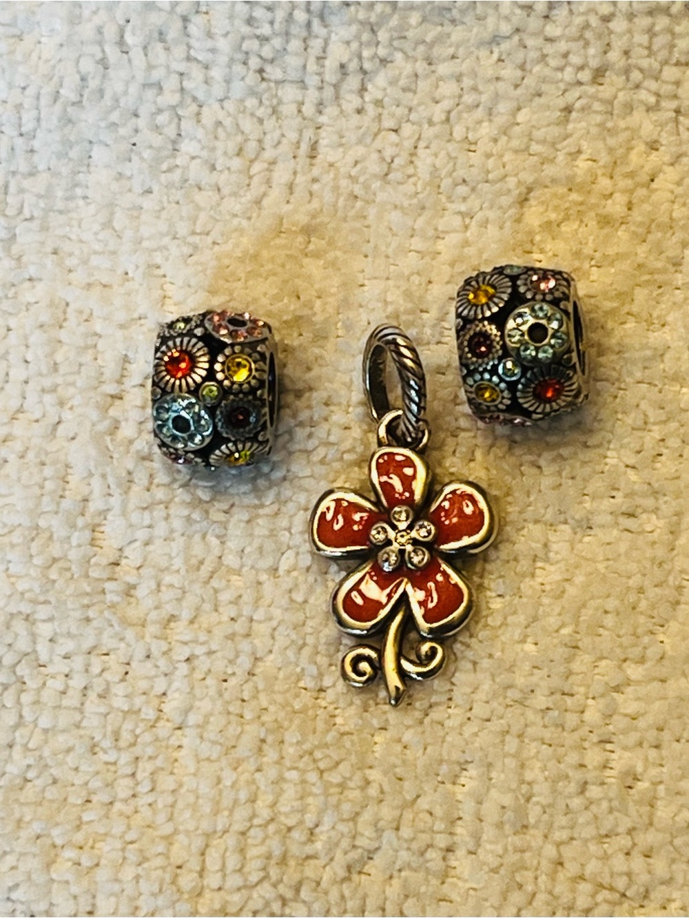 Brighton - Enamel Flower Charm with Multi-Color Accent Beads - Picture 3 of 4